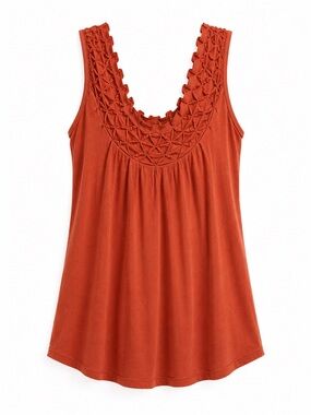 Maurices Rust Sleeveless Tank with Smocked Scoop Neck